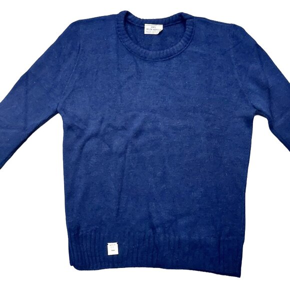 Vintage 1940s-1950s Navy Blue Long Sleeve Knit Crewneck Sweater Sz Medium - Picture 3 of 7